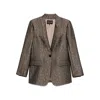 Giorgio Armani Textured Fabric Tailored Jacket In Brown
