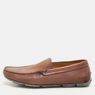 Pre-owned Giorgio Armani Brown Leather Loafers Size 40
