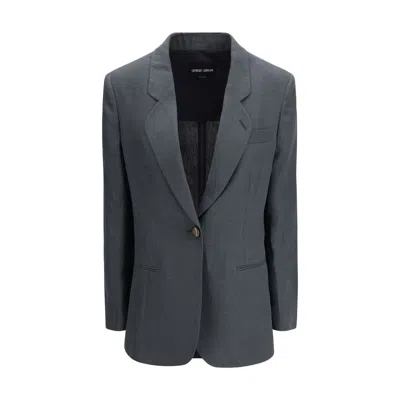 Giorgio Armani Brown Linen Jackets And Coat In Gray