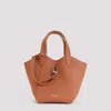 Giorgio Armani Logo Stamp Leather Top Handle Bag In Brown