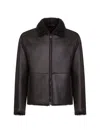 Giorgio Armani Fur-collar Leather Jacket In Black