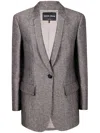Giorgio Armani Brown Single-breasted Silk Jacket In Gray