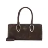Giorgio Armani Rectangular Suede Shoulder Bag With Metal Hardware In Brown