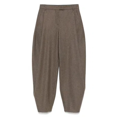 GIORGIO ARMANI GIORGIO ARMANI BROWN TROUSERS - HIGH-WAISTED TROUSERS WOMEN