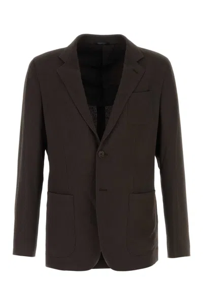 GIORGIO ARMANI BROWN WOOL AND VISCOSE BLAZER