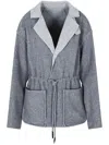 Giorgio Armani Single-breasted Jacket In Wool And Cashmere Double Cloth In Gray