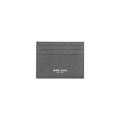 Giorgio Armani Bubble Calf Leather Card Holder In Green