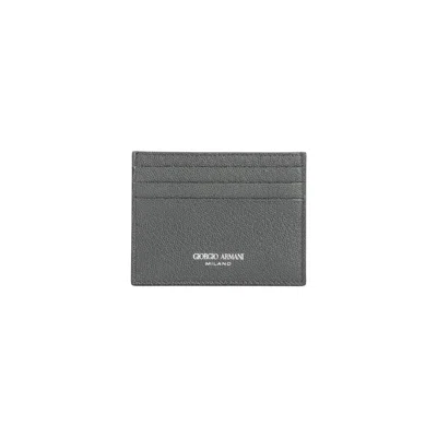 Giorgio Armani Bubble Calf Leather Card Holder In Green