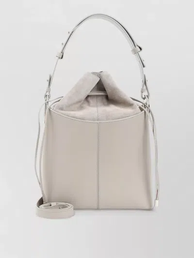 Giorgio Armani Bucket Bag Adjustable Strap Metal Hardware Handle In Neutral