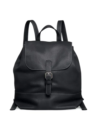 Giorgio Armani Buckled Backpack In Black