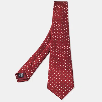 Pre-owned Giorgio Armani Burgundy Patterned Satin Silk Tie