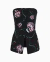 Giorgio Armani Bustier Top With All-over Floral Embroidery In Black