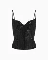 Giorgio Armani Micro Baguette And Sequin Bustier Top In Black