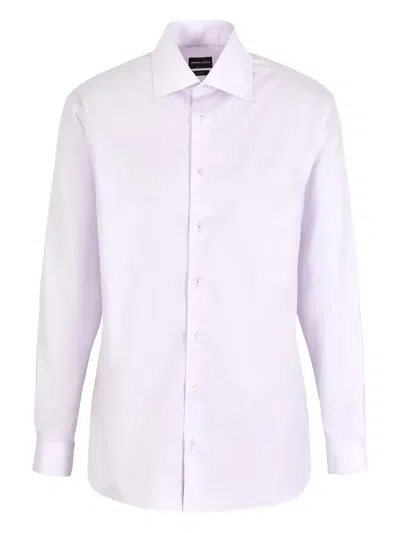 Giorgio Armani Official Store Regular-fit Shirt In Micro-striped Luxury Cotton In Pink
