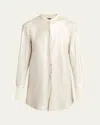 Giorgio Armani Button Down Viscose-blend Shirt In Solid White