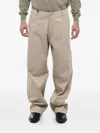 Giorgio Armani Button-fastening Cotton Trousers In Neutral