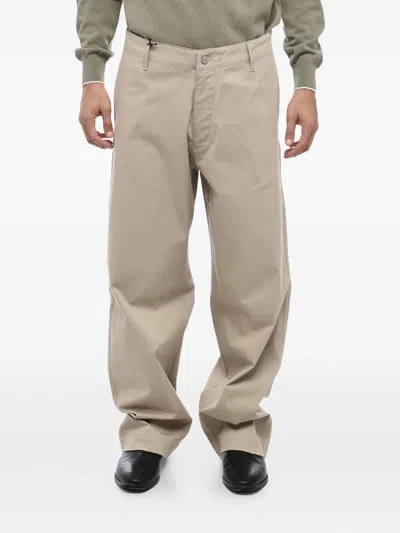Giorgio Armani Button-fastening Cotton Trousers In Neutral