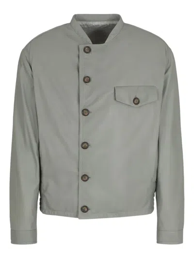 Giorgio Armani Button-fastening Jacket In Gray
