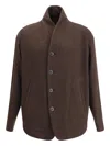 Giorgio Armani Pea Coat In Wool And Cashmere Cloth In Brown