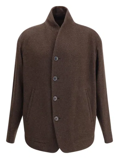 GIORGIO ARMANI BUTTON-FASTENING PEACOAT