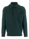 Giorgio Armani Wool And Cashmere Sweater With Ribbed Collar In Green
