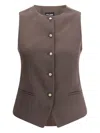 Giorgio Armani Women Single-breasted Hemp And Viscose Vest In Brown