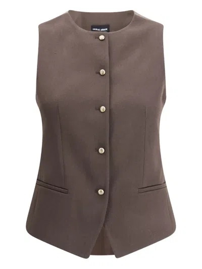 Giorgio Armani Button-fastening Waistcoat In Brown
