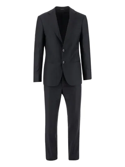 Giorgio Armani Button-fastening Wool Suit In Black