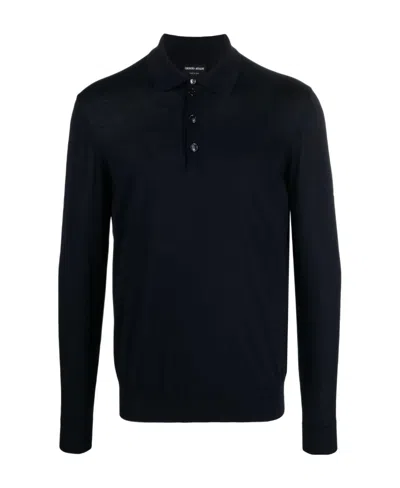 GIORGIO ARMANI BUTTON-FRONT LONG-SLEEVED POLO SHIRT