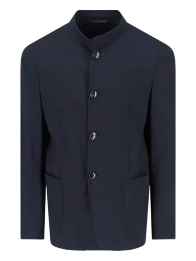 Giorgio Armani Virgin Wool Blazer In Blue