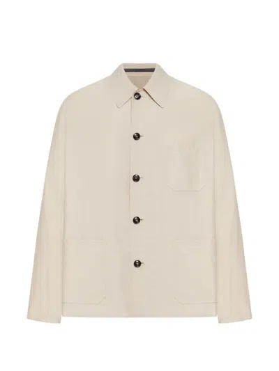 Giorgio Armani Mens String Relaxed-fit Spread-collar Woven Jacket In Neutral