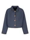 Giorgio Armani Buttoned Ribbed Jacket In Blue