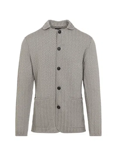 Giorgio Armani Viscose Blazer Front Pockets Notched Collar In Gray