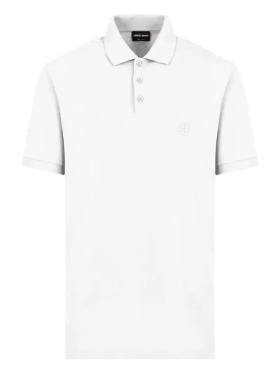 Giorgio Armani Stretch Cotton Pique Polo Shirt Clothing In White