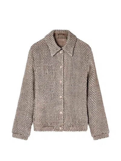 Giorgio Armani Button-up Suede Jacket In Neutral