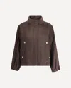 Giorgio Armani Relaxed Fit Cropped Jacket With Decorative Buttons In Brown