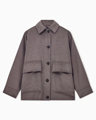 Giorgio Armani Caban Coat Regular Fit In Llama Wool With Patch Pockets In Gray