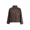 Giorgio Armani Relaxed Fit Cropped Jacket With Decorative Buttons In Brown