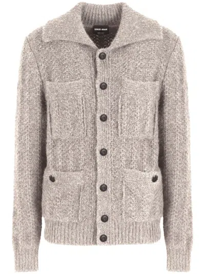 Giorgio Armani Cable-knit Cardigan In Neutrals