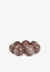 Giorgio Armani Beaded Polyester Elasticated Bracelet Half Sphere In Brown