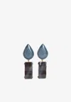 Giorgio Armani Teardrop-rectangular Stone Clip-on Earrings In Animal Print