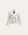 Giorgio Armani Cady Double-breasted Crop Blazer In Solid Medium Beige
