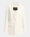 Giorgio Armani Cady Glitter Tuxedo Jacket In Solid White