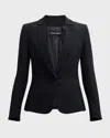 Giorgio Armani Cady Notch-lapel Single-breasted Jacket In Solid Blue Navy
