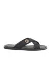 Giorgio Armani Caiman Leather Cross Sandals