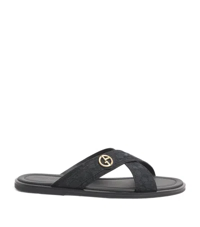 Giorgio Armani Caiman Leather Cross Sandals