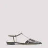 Giorgio Armani Pointed Leather Ballet Flats In Militare