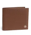 Giorgio Armani Calf Leather Embossed Bifold Wallet In Brown