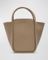 Giorgio Armani Calf Leather Shopping Tote Bag In Dark Beige