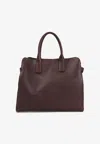 Giorgio Armani Calf Leather Expandable Shoulder Bag In Brown